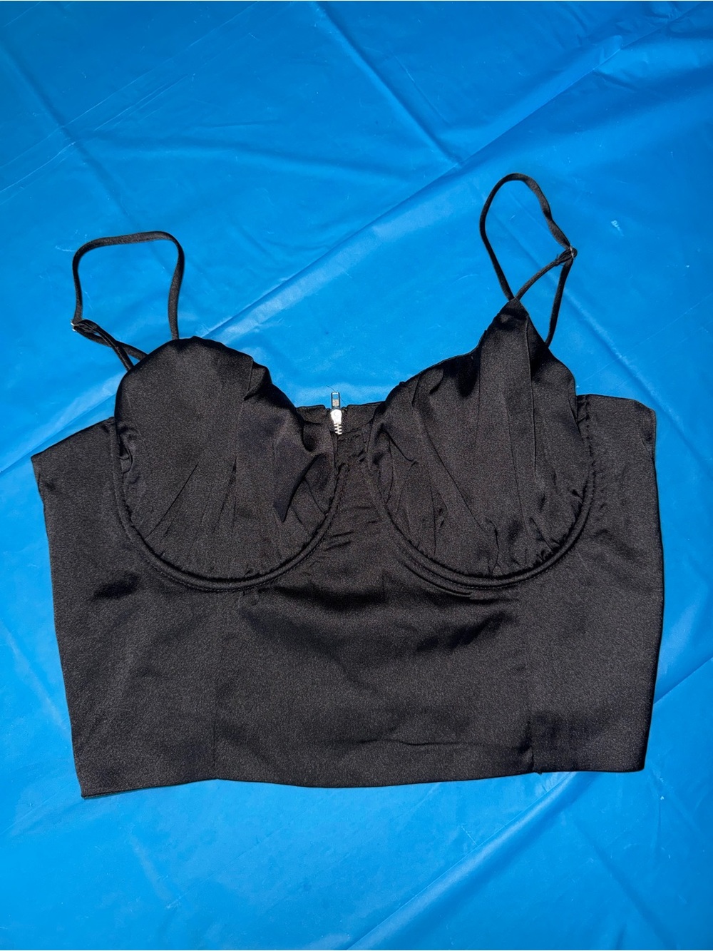 Forever 21 Black Satin Longline Bralette Top